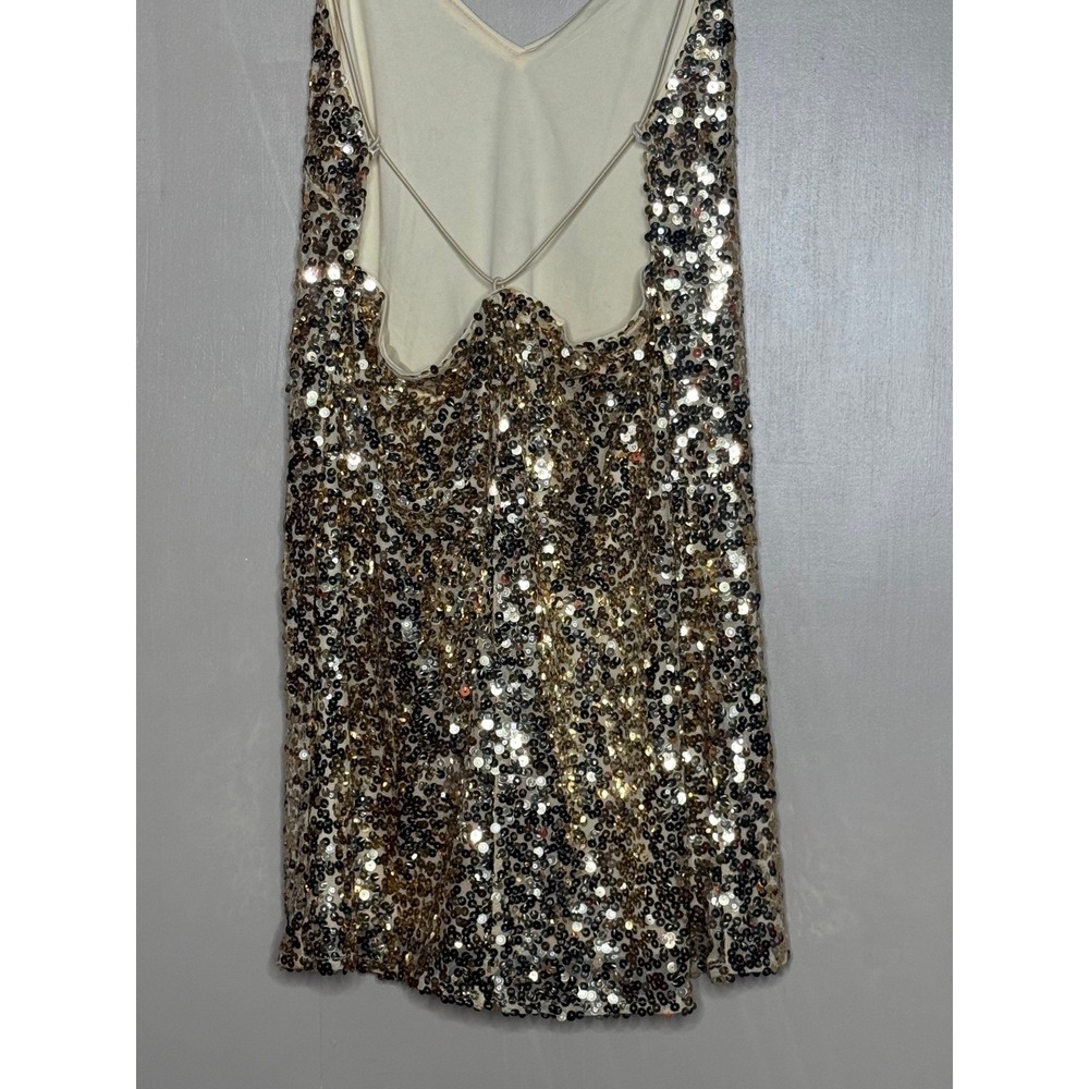 Lulus Gold Sequin Open Back Midi Dress Large Party Cocktail NYE - Picture 7 of 10